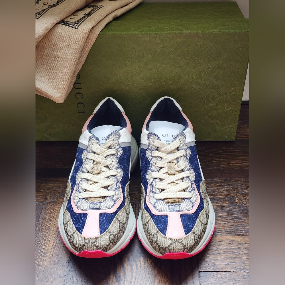 $850 Brand New Gucci GG Rhyton Beige White Pink Sneakers Women G EU 36  US 6 - Picture 2 of 12